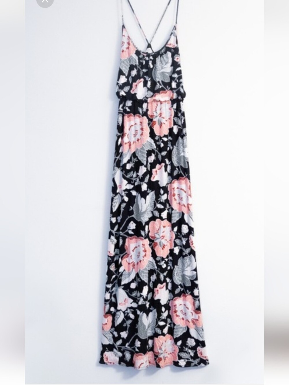 Loft Floral Black Maxi Dress with Pink Blooms - Picture 1 of 5